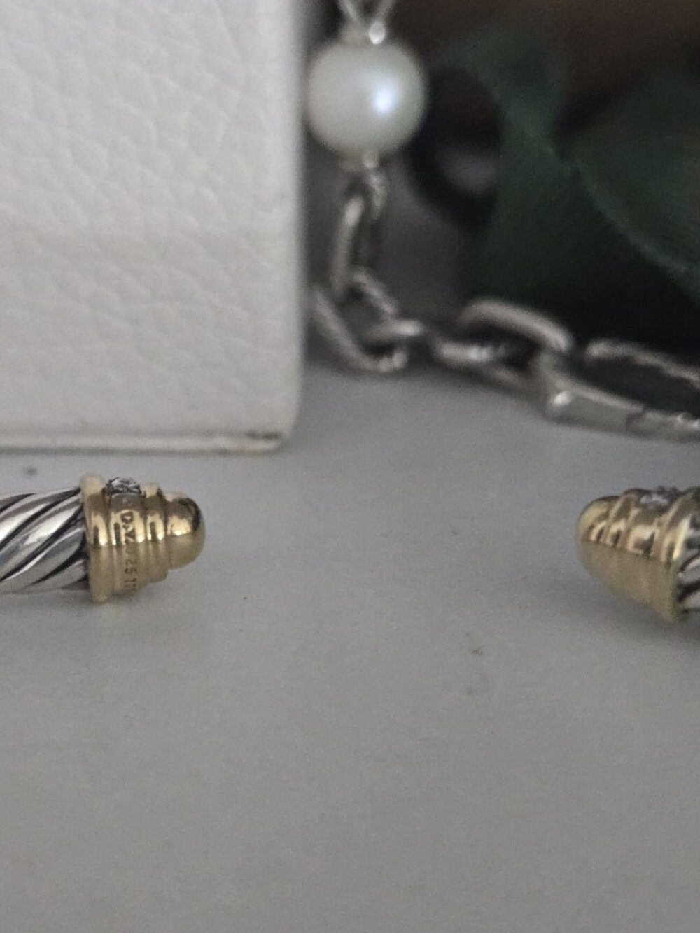 David Yurman 5mm Cable Bracelet 18K Gold Domes Diamonds - Picture 4 of 4